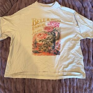 🤠🌵🏜️🔥 BOHO WESTERN ALERT! NWOT Bella Boheme Cream Tee